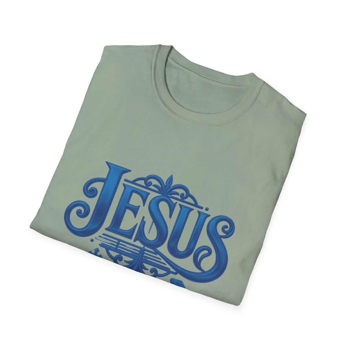 Jesus Blue Scroll Shirt, Christian Faith Tee