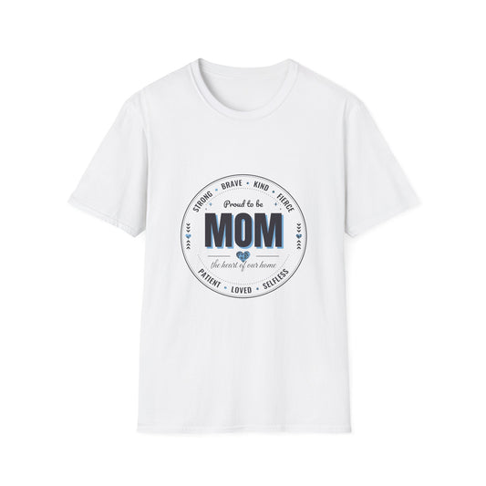 Proud to Be MOM Blue Leopard Light Colored Shirt, Mom Badge Tee