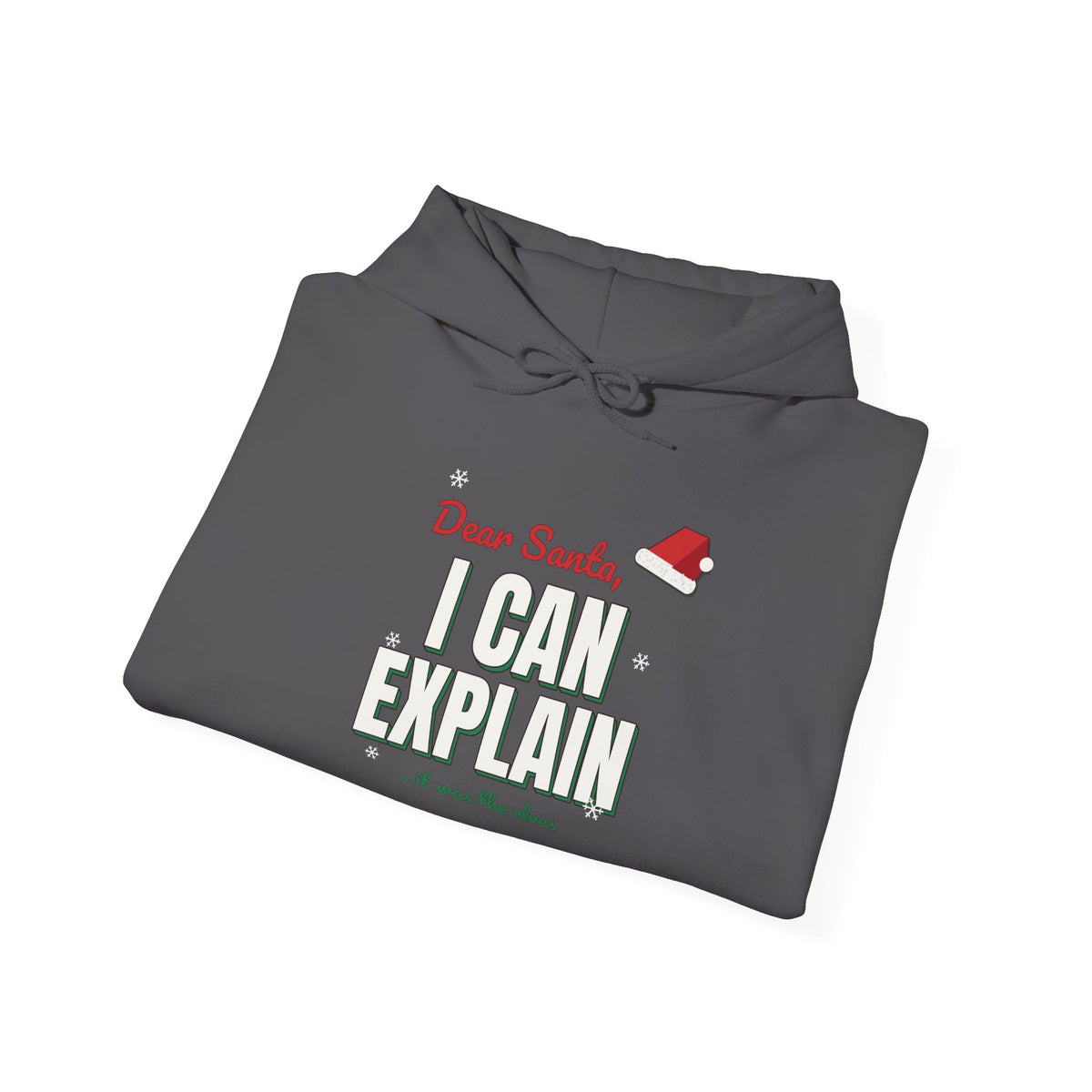 Dear Santa I Can Explain Hoodie, Funny Christmas Dark Colored Sweatshirt