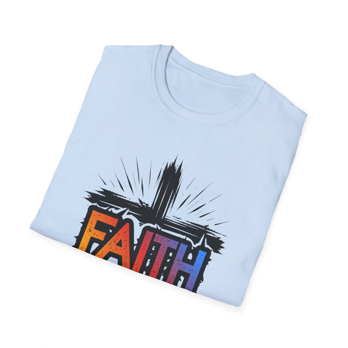 Faith Cross Shirt, Bold Colorful Christian Light Colored Tee