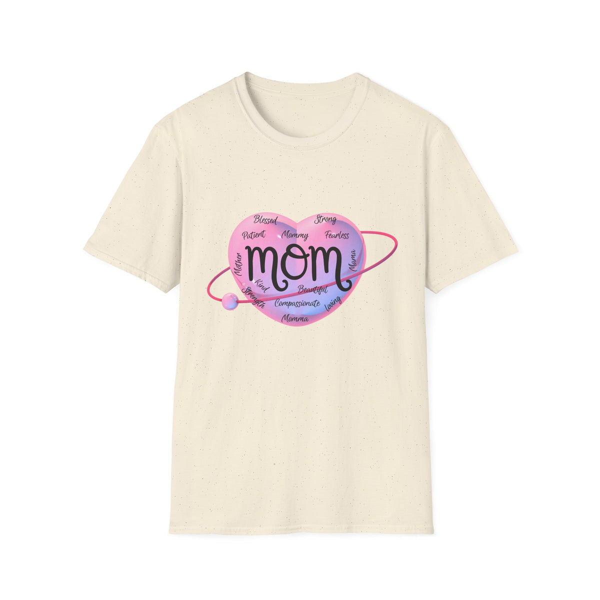 Mom Word Art Heart Light Colored Shirt, Pink Heart Mom Tee