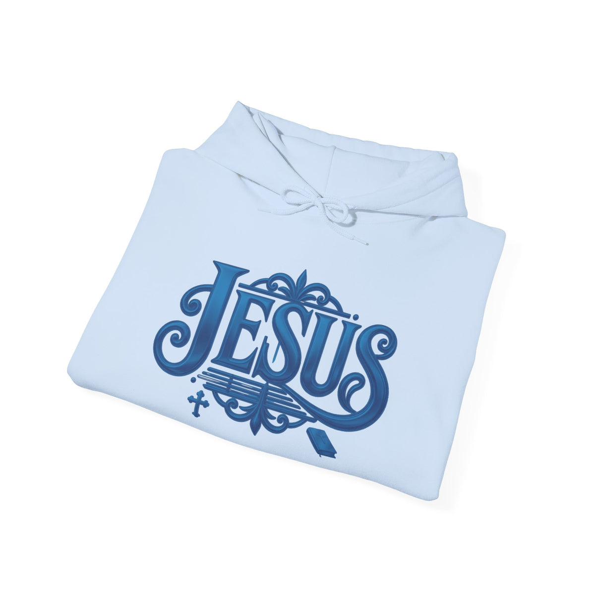 Jesus Blue Scroll Hoodie, Christian Faith Sweatshirt