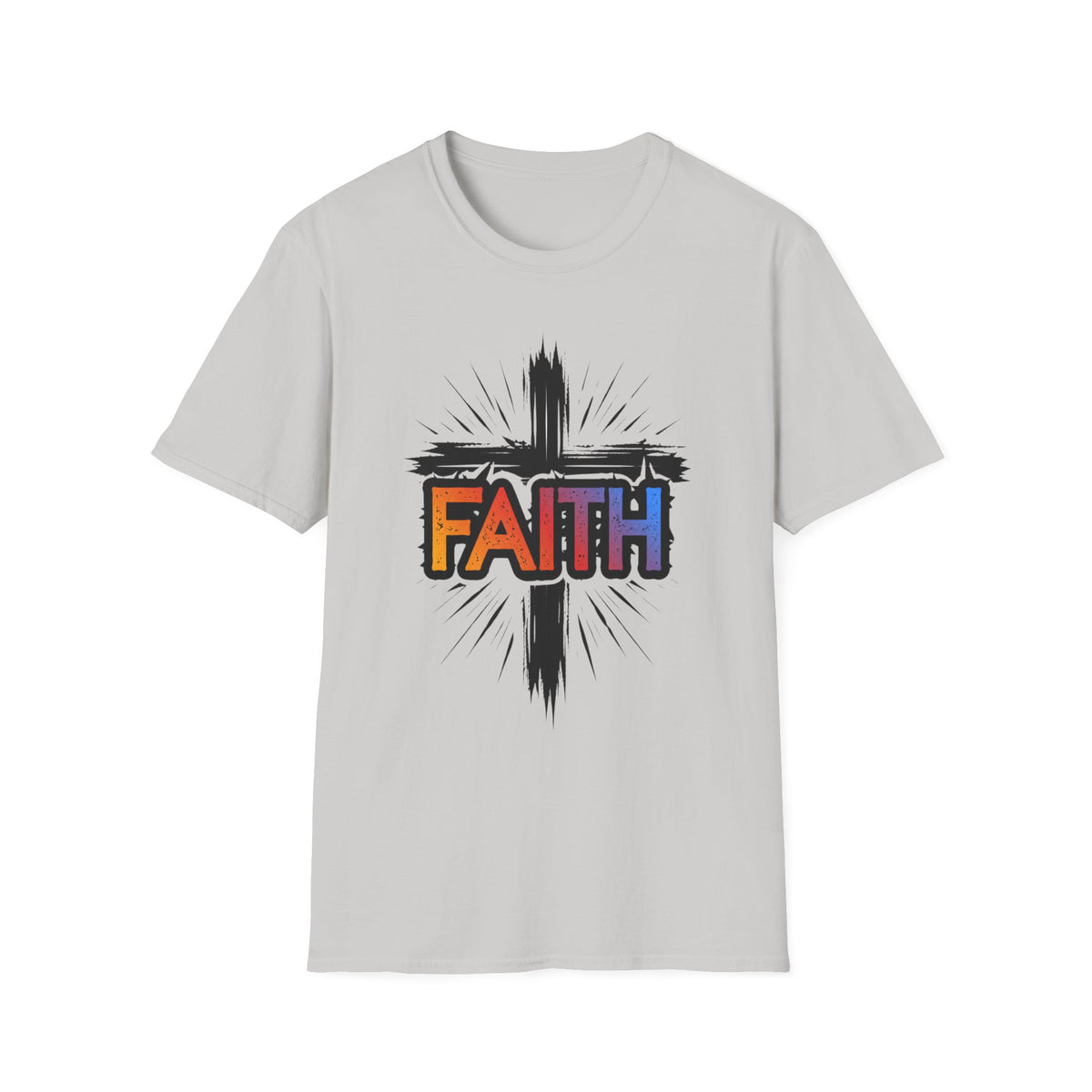 Faith Cross Shirt, Bold Colorful Christian Light Colored Tee