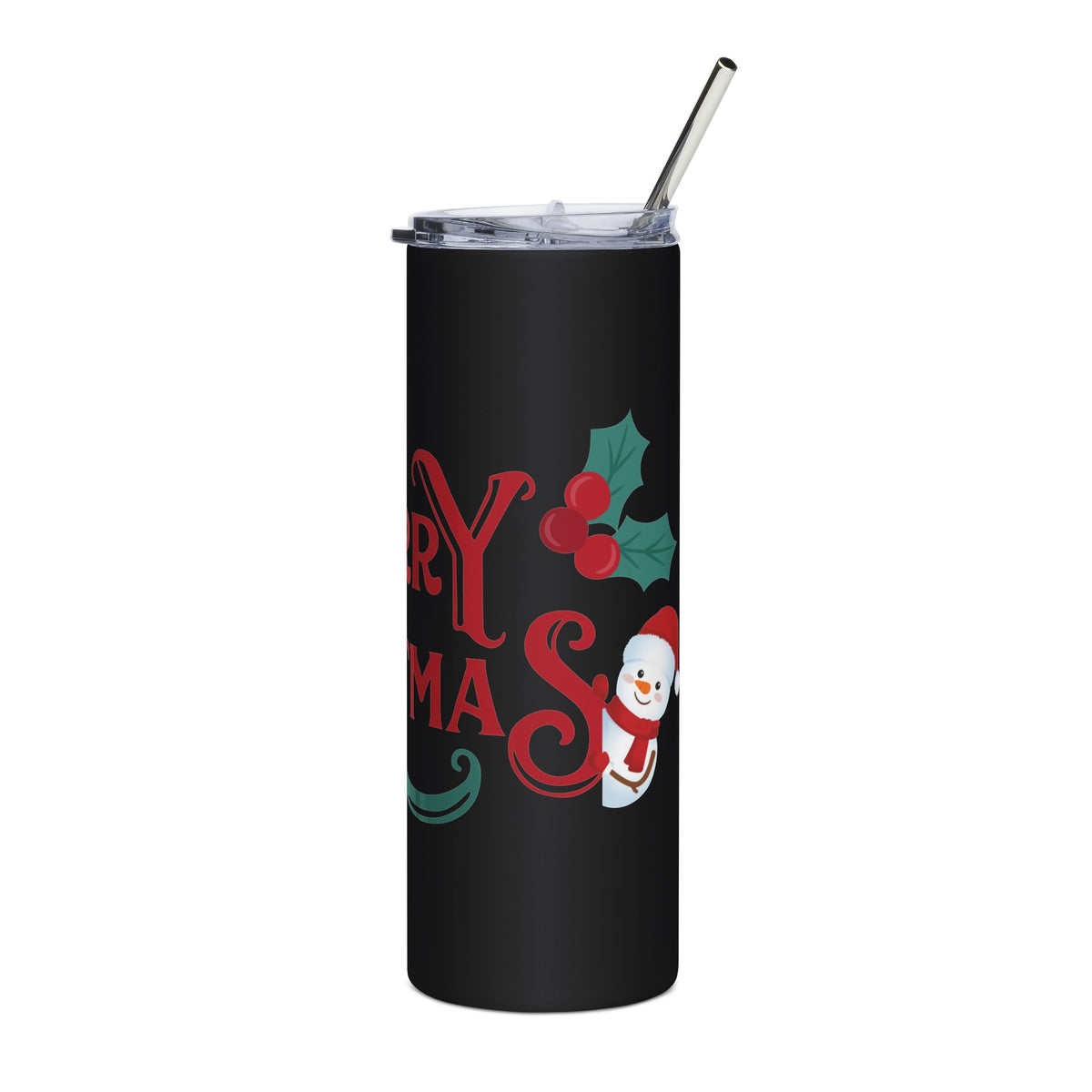Merry Christmas Santa and Snowman 20oz Tumbler, Holiday Travel Cup