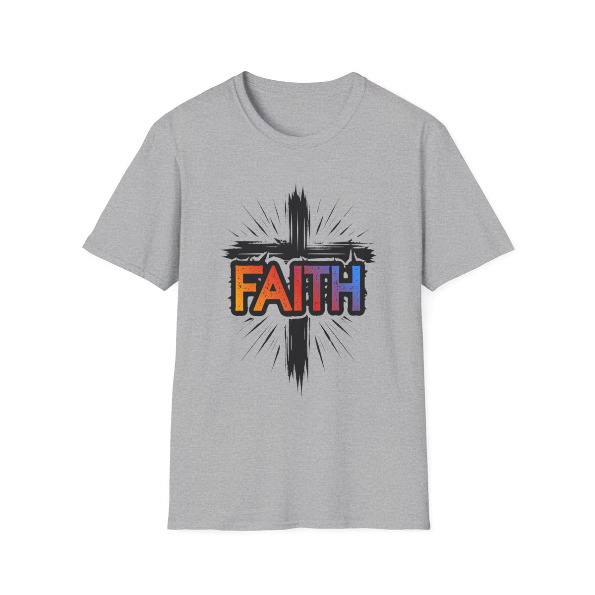 Faith Cross Shirt, Bold Colorful Christian Light Colored Tee