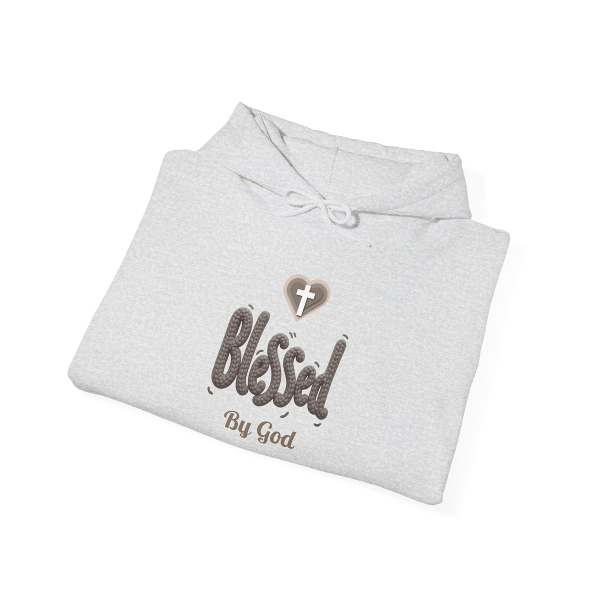 Blessed By God Light Colored Hoodie, Christian Heart Cross Sweatshirt