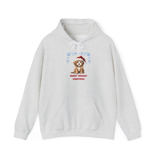 Merry Freakin' Christmas Snowflake Puppy Hoodie, Cute Dog Christmas Sweatshirt