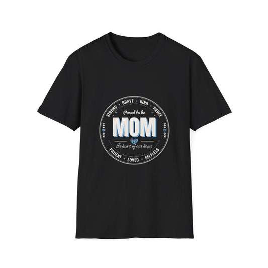 Proud to Be MOM Blue Leopard Dark Colored Shirt, Mom Badge Tee, Great Gift for Mom