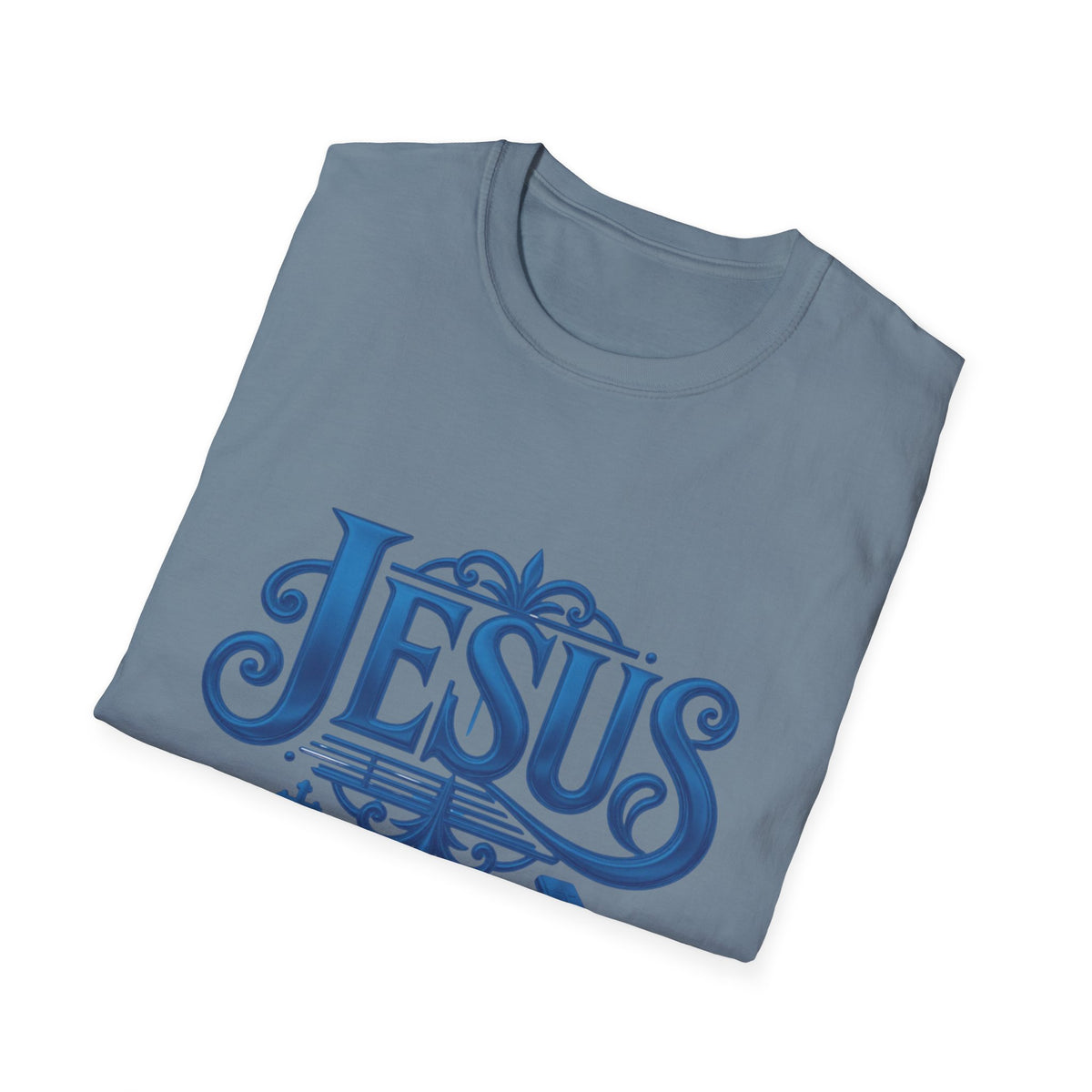 Jesus Blue Scroll Shirt, Christian Faith Tee