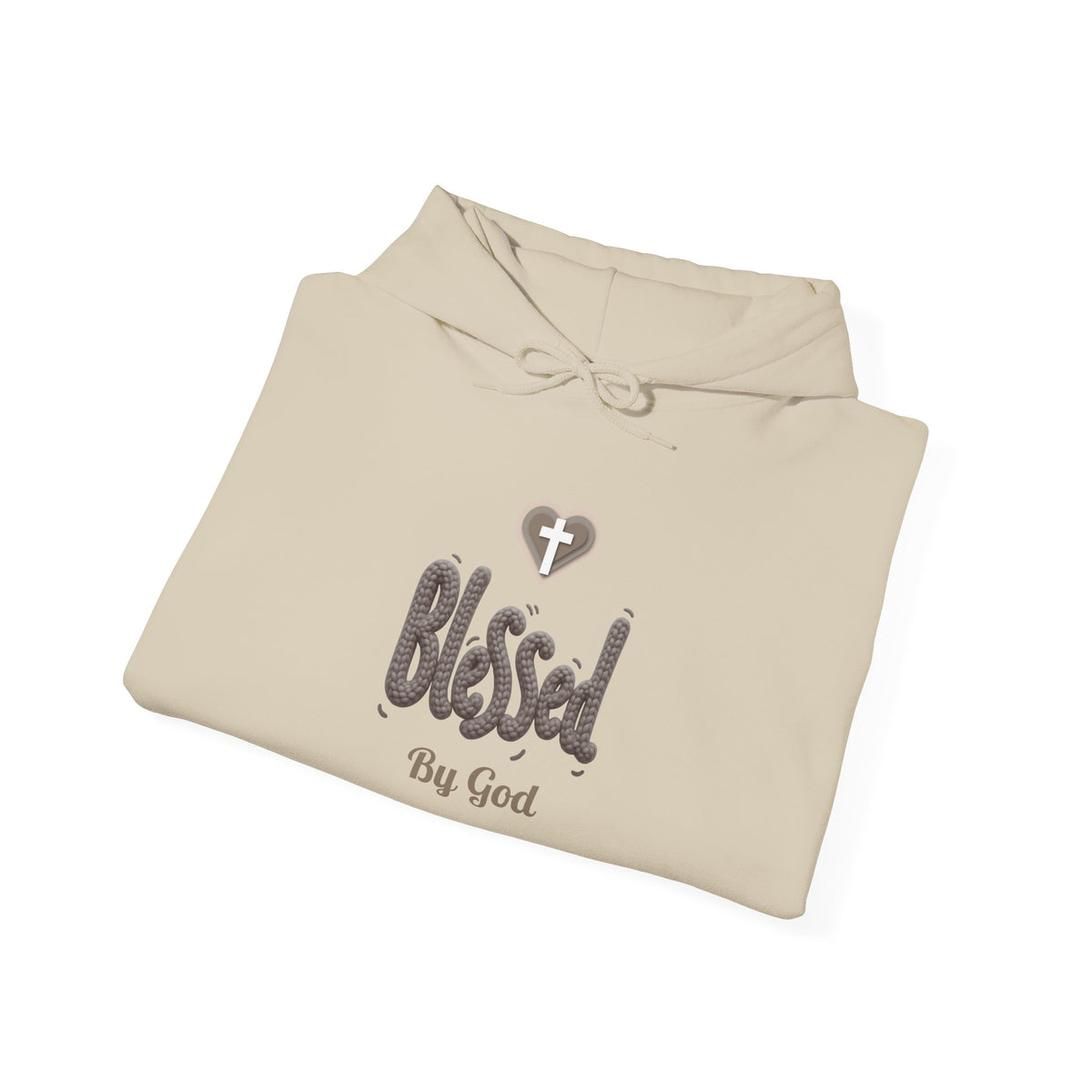 Blessed By God Light Colored Hoodie, Christian Heart Cross Sweatshirt