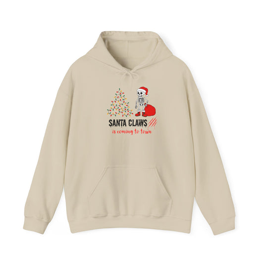 Santa Claws Is Coming to Town Hoodie, Spooky Skeleton Christmas Sweatshirt