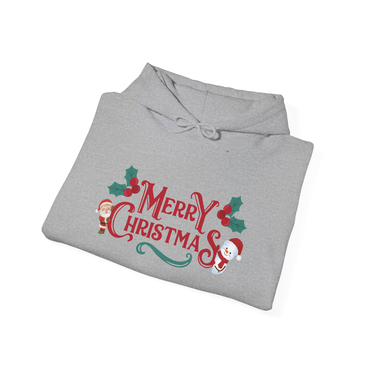 Merry Christmas Santa and Snowman Hoodie, Festive Holiday Sweatshirt