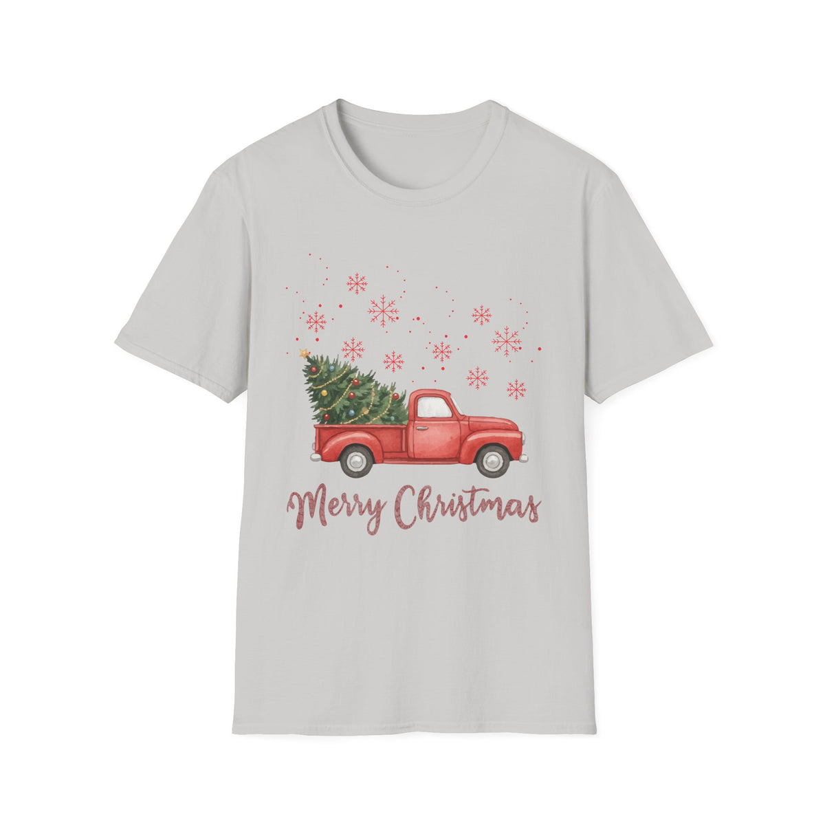 Merry Christmas Red Truck Shirt, Vintage Christmas Tree Truck Tee •