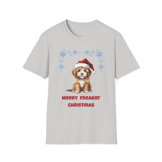 Merry Freakin' Christmas Snowflake Puppy Shirt, Cute Dog Christmas Tee