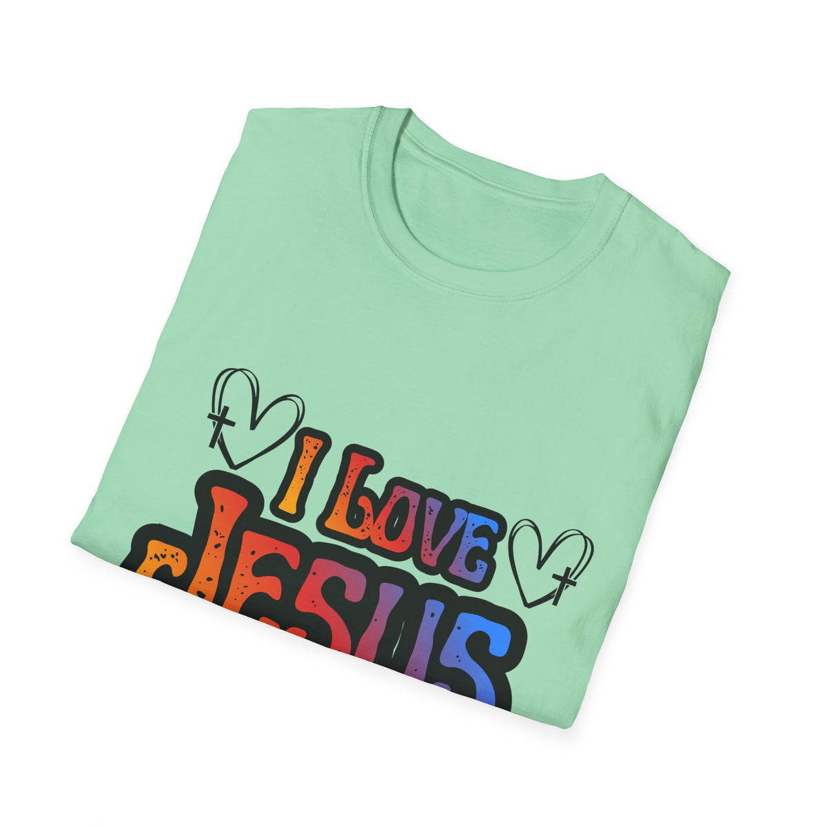 I Love Jesus Shirt, Saved By Grace Colorful Christian Tee