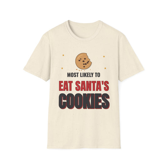 Most Likely to Eat Santa's Cookies Light Colored Shirt, Funny Family Christmas Tee