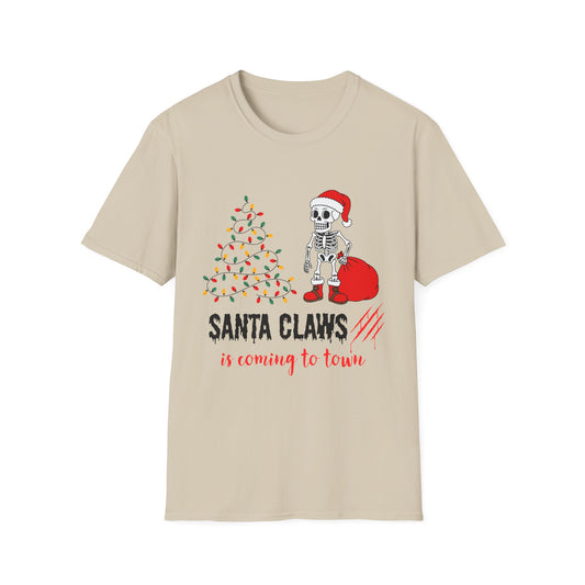 Santa Claws Is Coming to Town Shirt, Funny Skeleton Christmas Tee