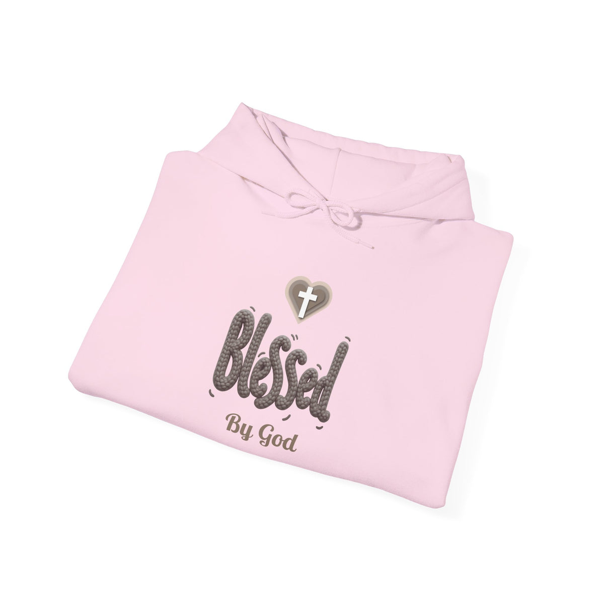 Blessed By God Light Colored Hoodie, Christian Heart Cross Sweatshirt